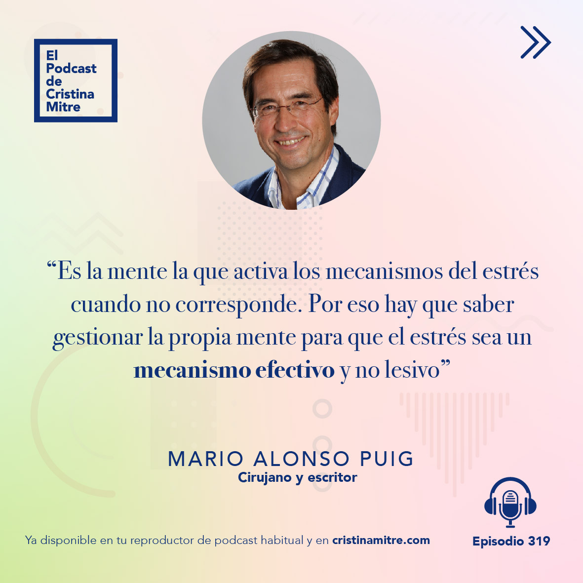 consanmon's tweet photo. En julio recuperamos episodios de El Podcast de Cristina Mitre. Empezamos con este, publicado en la pandemia, y uno de los más escuchados de 2020. @MarioAlonsoPuig habló del mecanismo del estrés, su activación y los tipos que hay: eustrés y distrés.
🎧https://t.co/TVKSgoNVi2 https://t.co/uzfMKQii7K