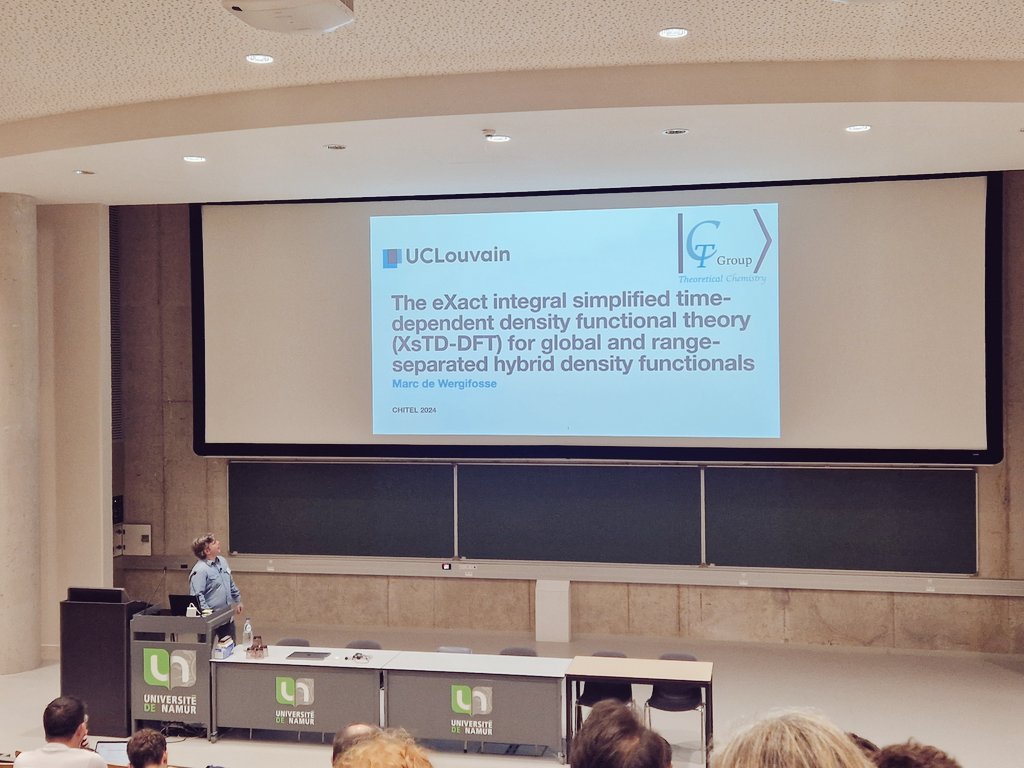 The Theoretical Chemistry Group @UCLouvain_be was well represented at #CHITEL2024 last week in Namur! The week started with an inspiring talk by <a href="/mdewergi/">Marc de Wergifosse</a> about the XsTD-DFT formalism, which allows all-atom QM calculations of excited states properties of realistic systems!