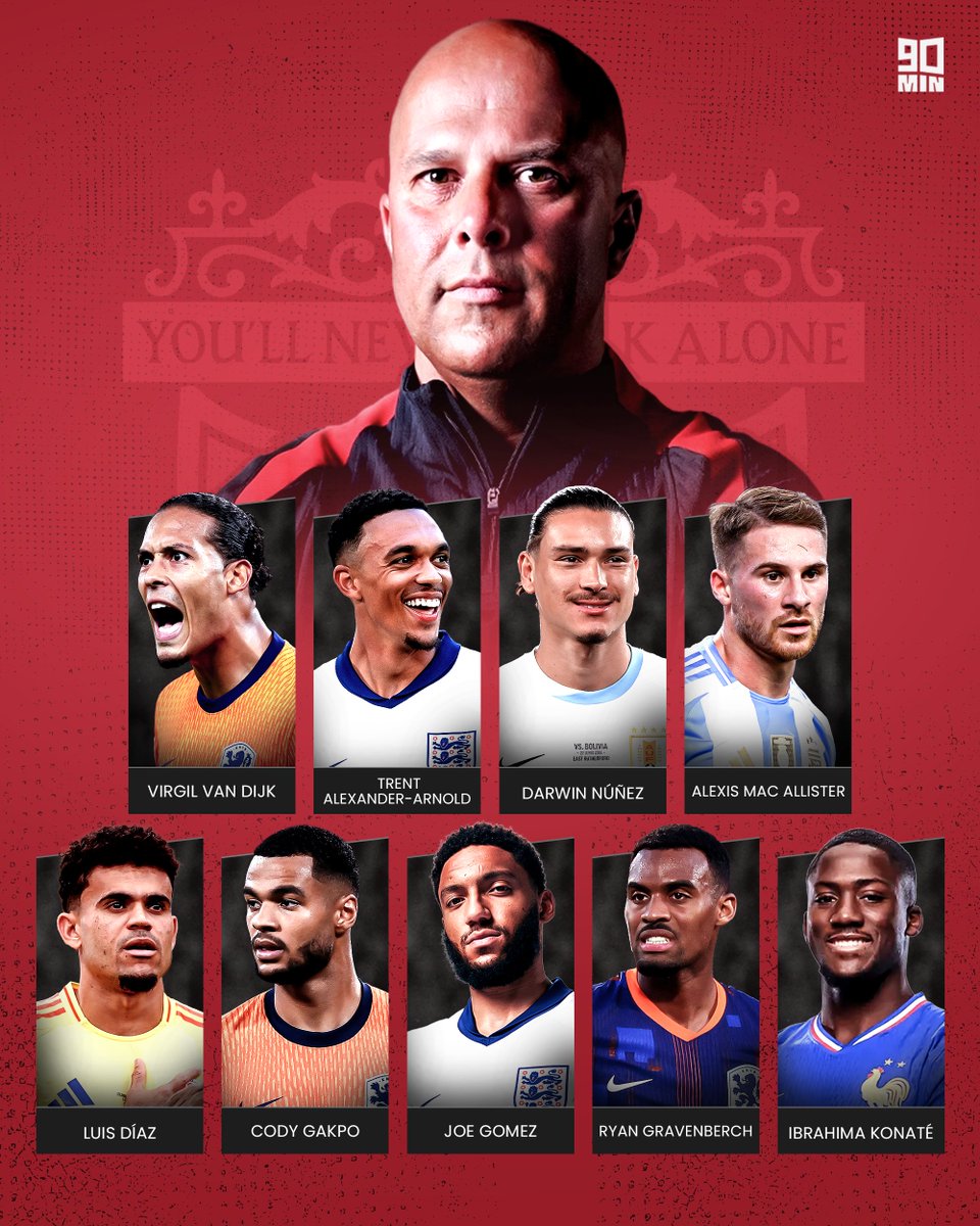SI_FootballClub's tweet photo. Nine players left in the semi-finals of major international tournaments...

Arne Slot and Liverpool started pre-season training without some of their biggest stars. What a great problem to have! 😉 https://t.co/6AqI7ziuOu