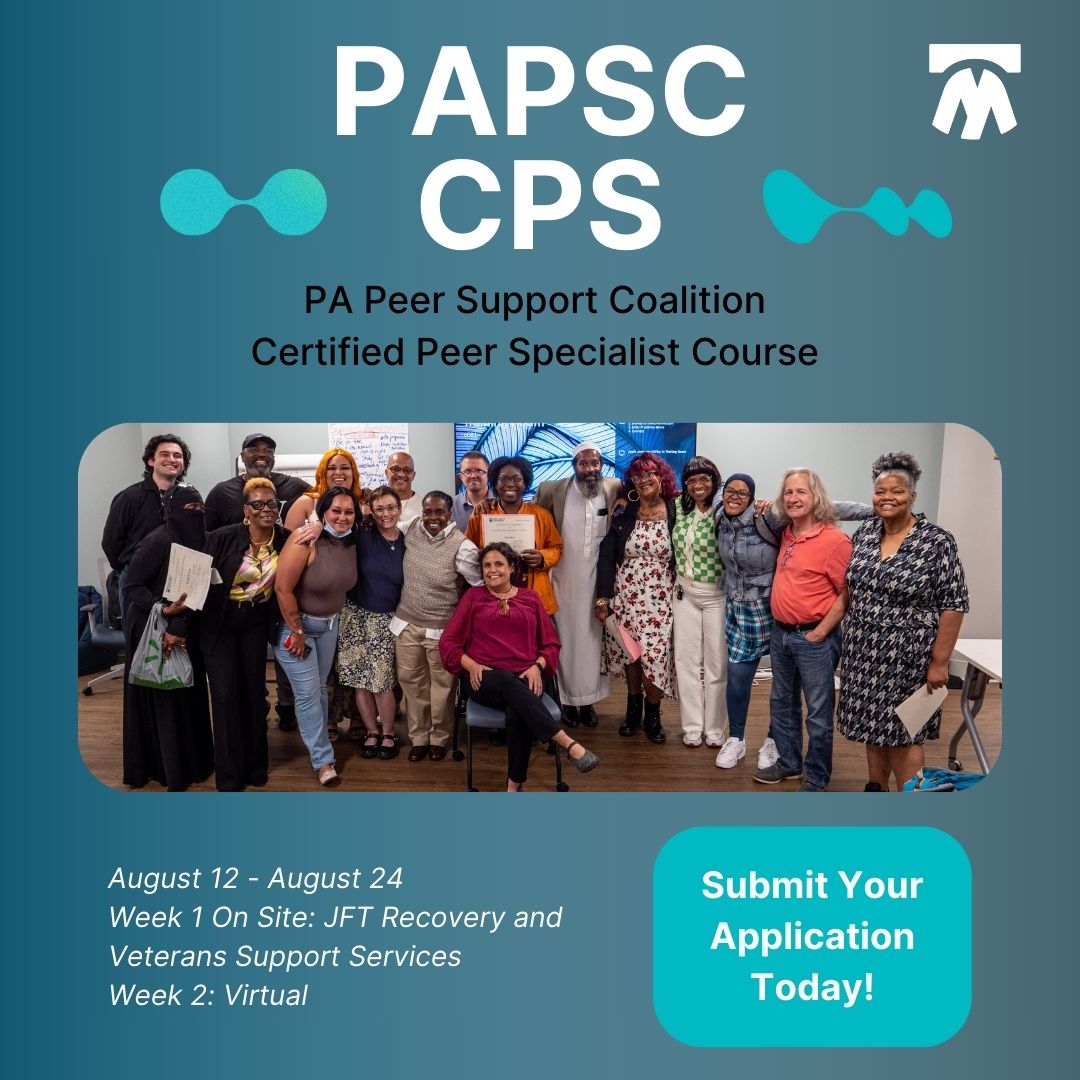 📢 Ready to make a difference? Join our PA Peer Support Coalition Certified Peer Specialist (PAPSC CPS) course! Gain valuable peer support skills, and advance your career. Apply now: docs.google.com/forms/d/e/1FAI… Don't miss this opportunity to become a certified peer specialist!