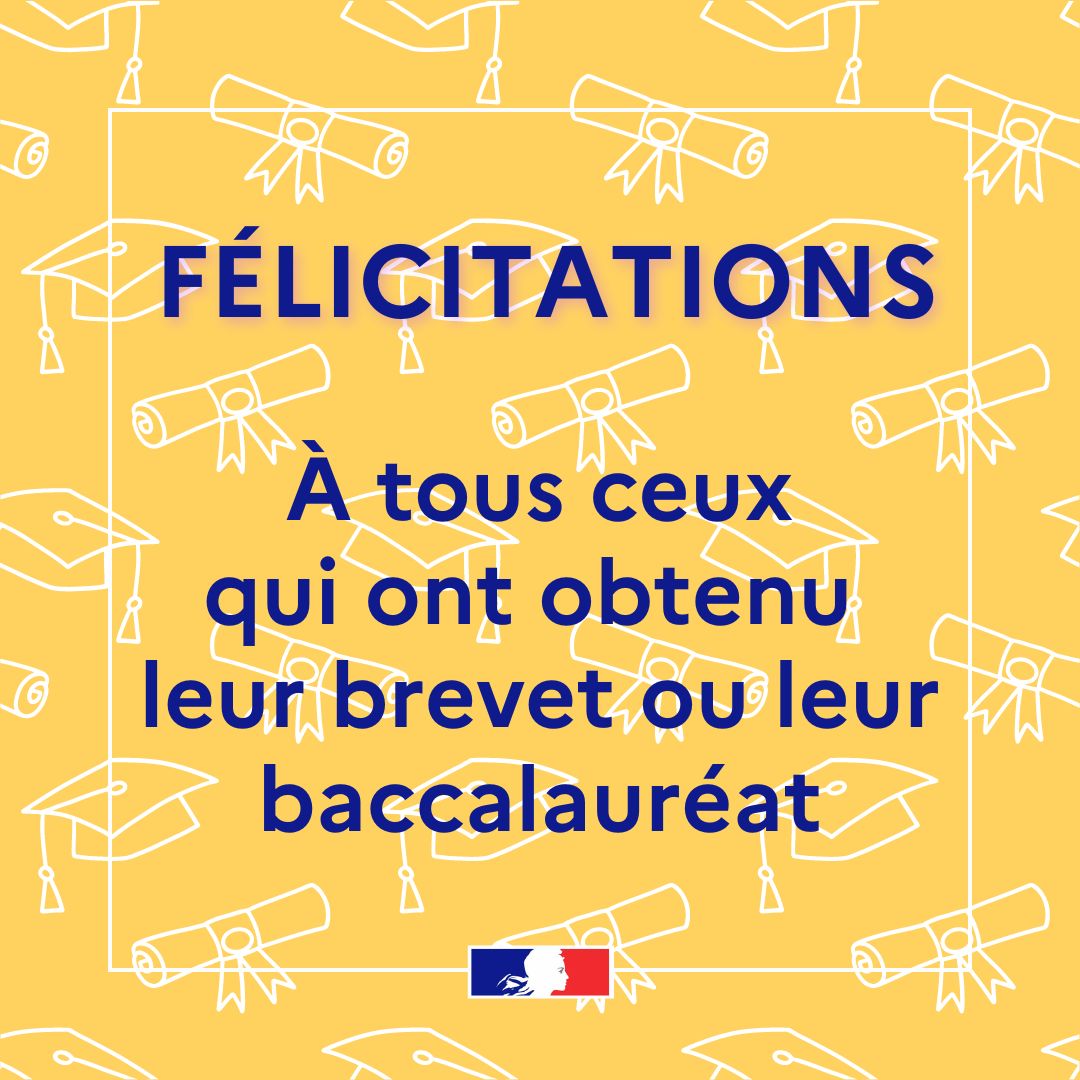🎓 Félicitations aux nouveaux Diplômés ! 🎓 Le préfet tient à féliciter chaleureusement tous les élèves qui ont brillamment obtenu leur brevet et leur baccalauréat cette année. 🎉 

Votre travail, votre persévérance et votre détermination ont porté leurs fruits. Vous êtes un