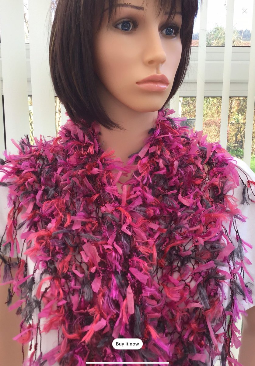 Kelebekstyles1's tweet photo. Sensational fashion scarf in pink, with ribbon threads- bright &amp; bold wear that’s oh so pretty...❤️ In the shop now...don’t forget there’s currently a #sale on, too! https://t.co/2zbN9ijU4Z #CraftBizParty #UKmakers #giftidea #uniqueitems #sale https://t.co/a0ilER61qW