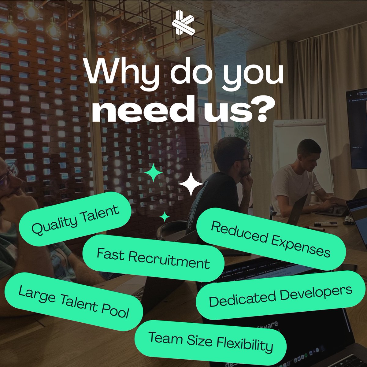 As simple as it gets: quality talent, no recruitment headaches, and dedicated developers ready to bring you success. Focus on your business milestones, we'll handle the rest.

Learn more at kutia.net.