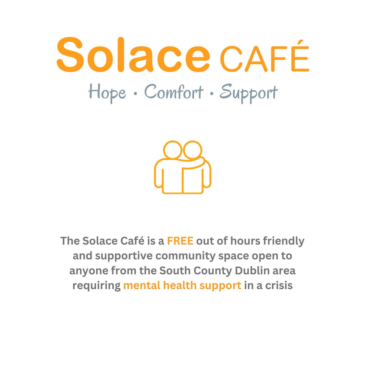 The Solace Café is a crisis mental health support service delivered by Aware, in partnership with St. John of God Community Mental Health Services &amp; the HSE. 

Booking 👉 solacecafe.ie 

📍 The Solace Café, Urbun Café, Old Bray Road, Cabinteely
📅 Thurs to Sunday 5-10pm