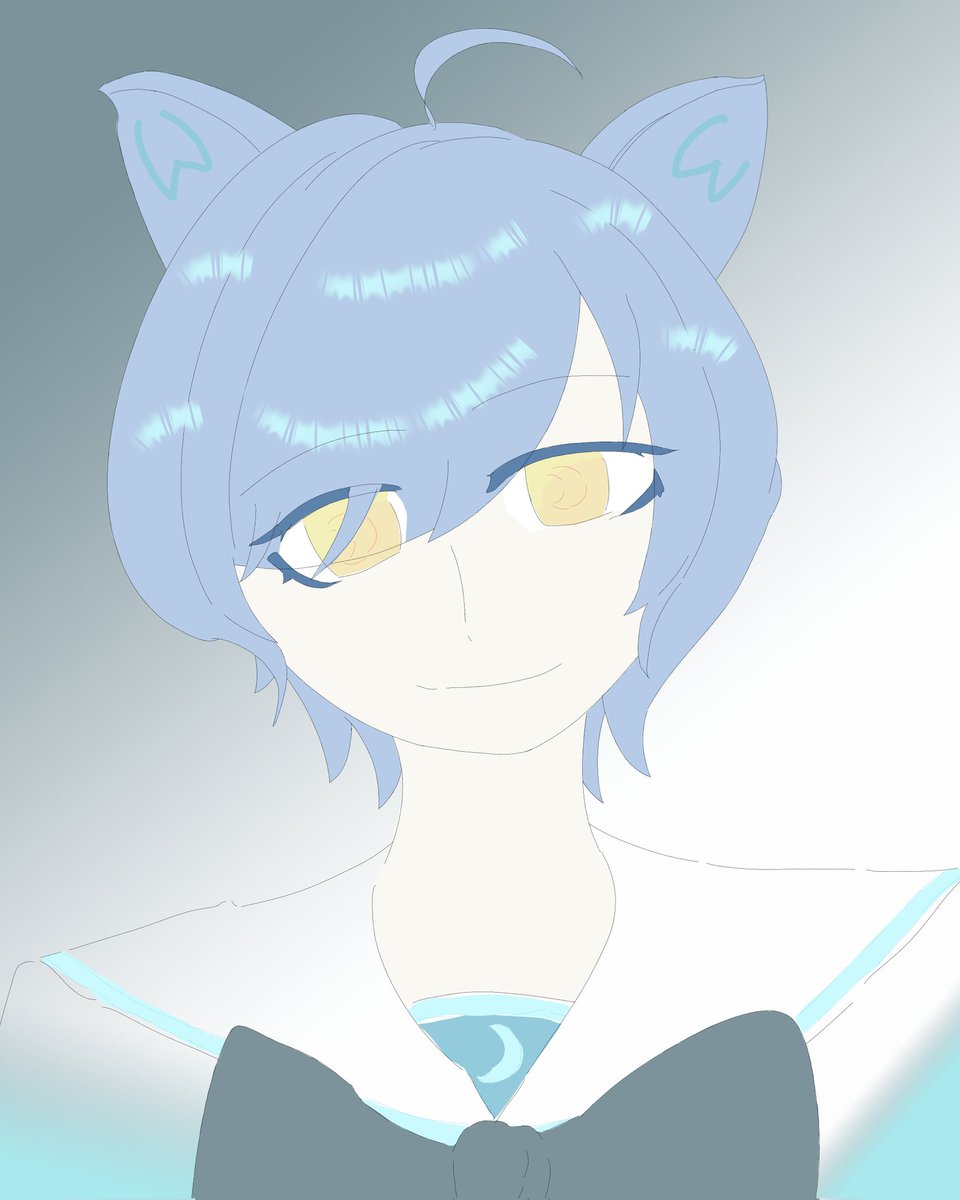 HrkMrsk's tweet photo. #むらさきイラスト
#月夜rt
ショートカットセーラー概念の月夜ちゃん（のつもり）です。今回は細めを意識して描いてみました。チャレンジ作 https://t.co/dGJXWb8wlv