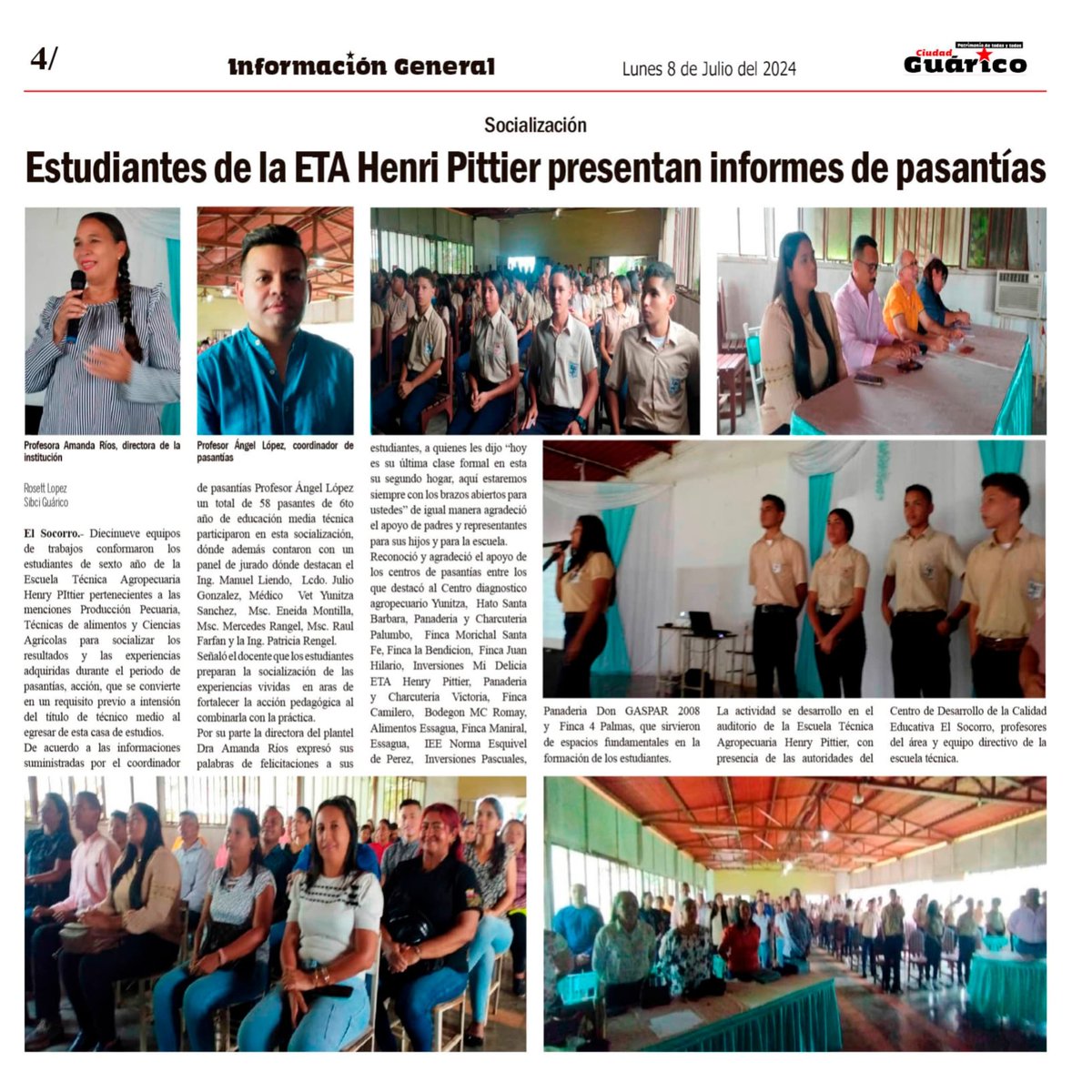CDCEGuarico's tweet photo. #PalabraEres
#EducaciónEsNoticia📰🗞️
Estudiantes de la ETA Henri Pittier presentan informes de pasantías. 
@NicolasMaduro 
@_LaAvanzadora 
@MPPEDUCACION 
@CDCEGuarico 
@EliasEducacion1 
@josemvasquez 
@Gob_Guarico https://t.co/S5m9n4XFNs