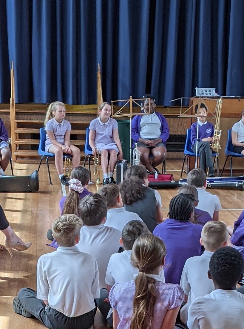 Year 5 &amp; 6 brass instrumentalists treated their classmates to a brass concert this afternoon to showcase their talents. Well done to them and Mr Brailsford .