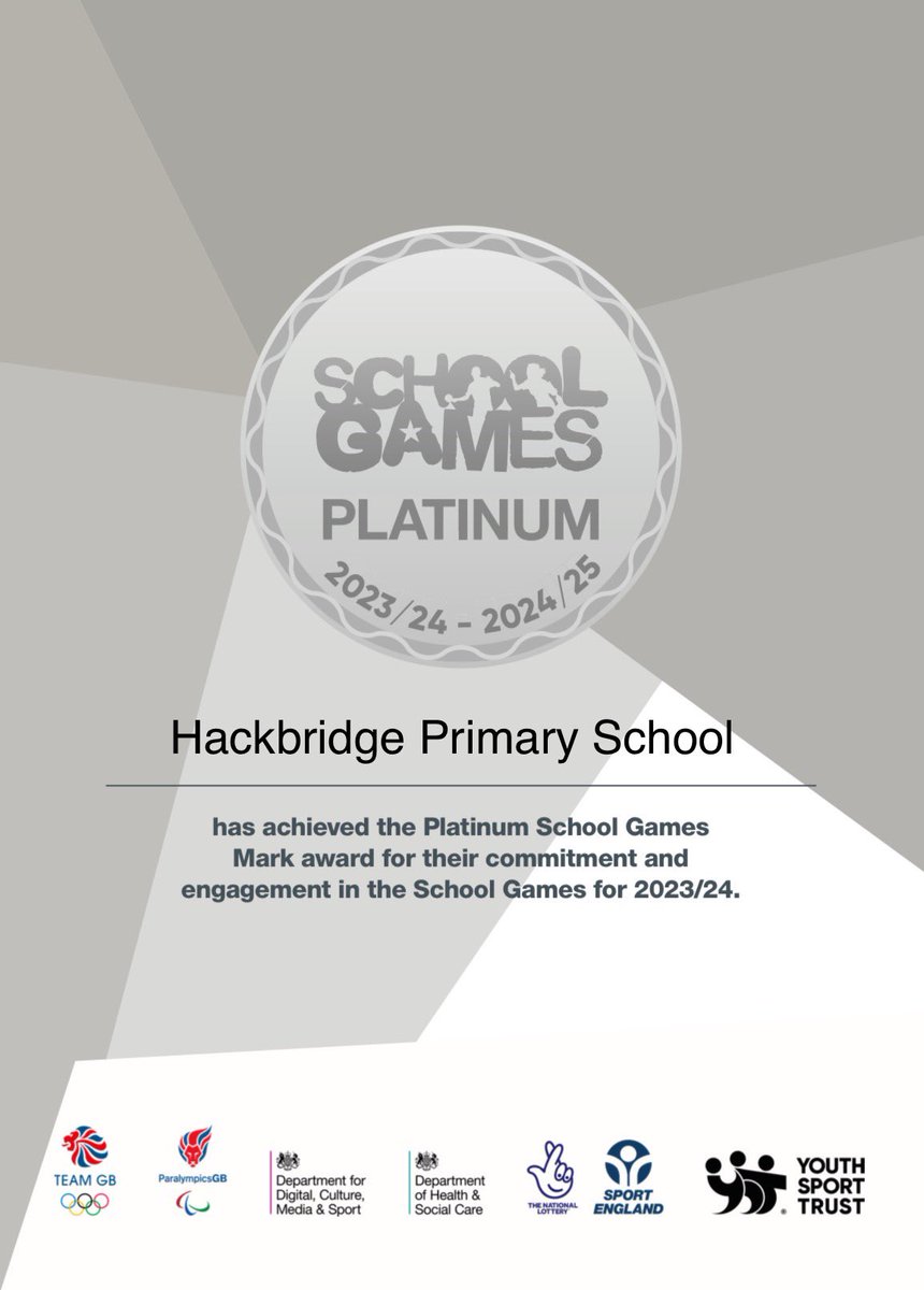 HackbridgeRocks's tweet photo. The School Games Mark is a Government-led award scheme launched in 2012, facilitated by the Youth Sport Trust to reward schools for their commitment to the development of competition across their school and the community. We are pleased to have been recognised for our success. https://t.co/LG1C3S6jQK