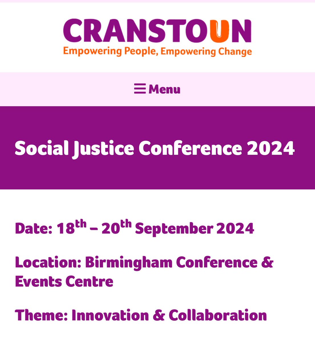 antlehane's tweet photo. 🗓️ Cranstoun’s Social Justice Conference is a mere 10 weeks away!

Join us for 3 days of discussion on tackling social injustice across our service areas.

Brilliant line up and tickets going fast, get yours via the link below.

🎫 👉https://t.co/sc6hC96LJU https://t.co/ZRP21WO7tg