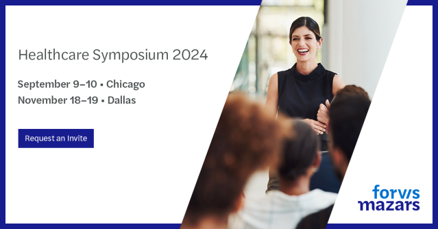 jessicalcullen's tweet photo. Join @ForvisMazarsUS at an upcoming Healthcare Symposium! We're bringing together top healthcare leaders to discuss the future of healthcare. Don't miss this opportunity to network and learn from the best in the field: https://t.co/eakoKOjjfO https://t.co/xmMRfxE1ra