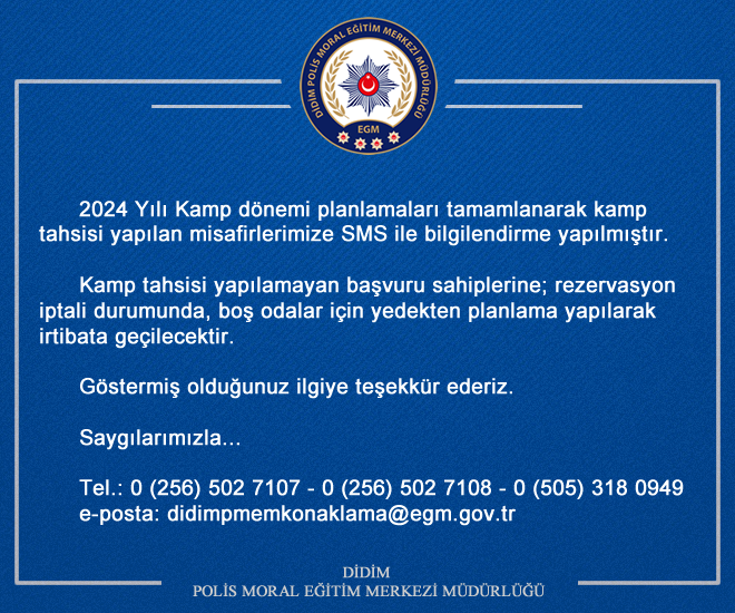 DidimPMEM's tweet photo. 2024 Yılı Kamp planlamaları tamamlanmıştır. https://t.co/ZahxytLed2