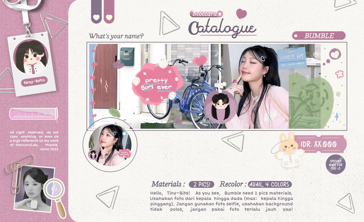 MoccaruLab's tweet image. Haaii! Boleh bantu RT juga ospeknya? Terimakasih ♡

Selamat sore! Aku mau minta tolong buat ospek katalog baru ini apakah udah aman? 🥺 bakalan digabung sama Tiniest Edition lainnya. Let me know, jika ada kesamaan dengan BA lain, DM aku baik-baik yaa 💗

t. #zonauang #zonaba