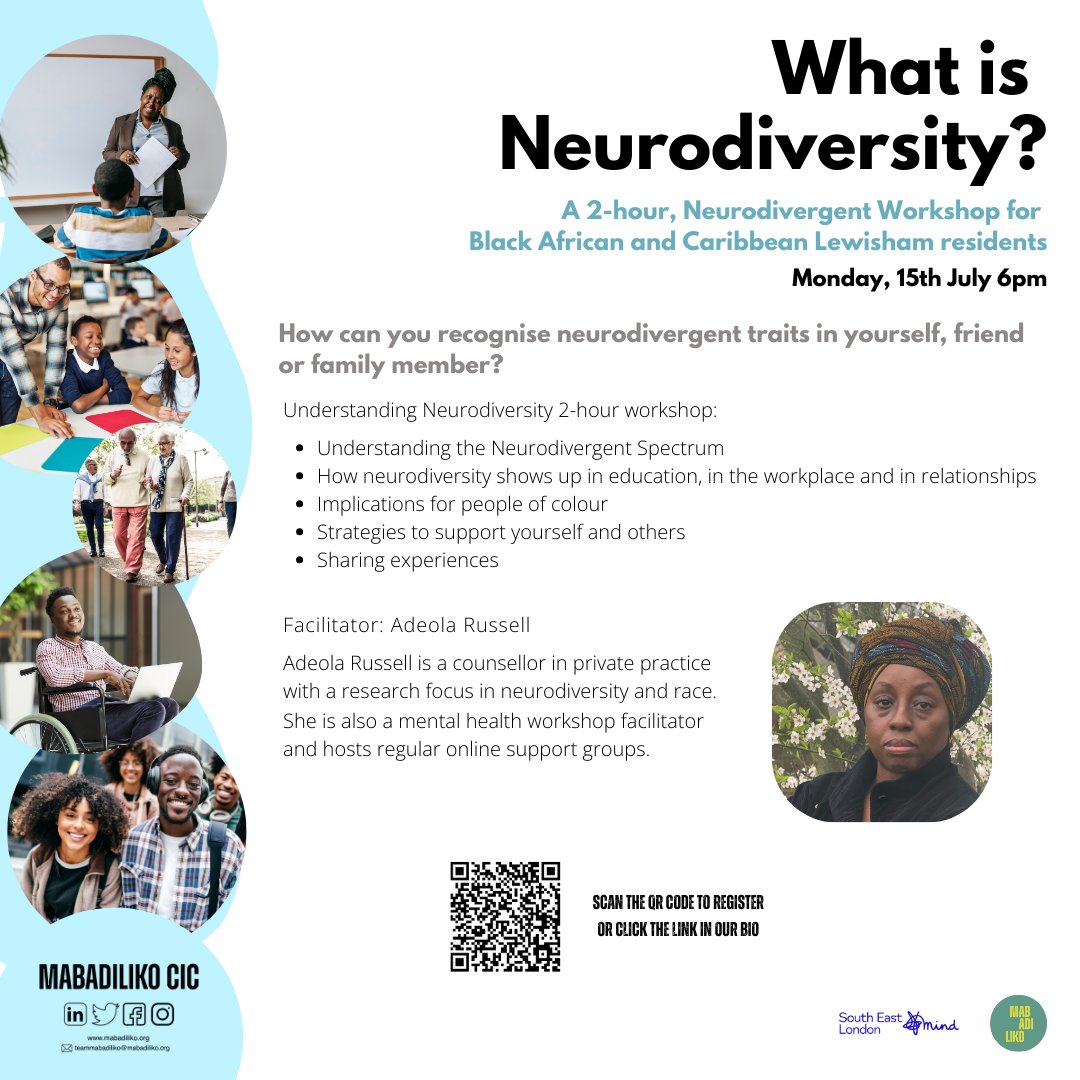 On the 15th July 2024 we will be hosting our 2 hour Neurodivergent Workshop for Black African and Caribbean Lewisham Residents!
Sign-up now and please share with anyone who may benefit from this workshop