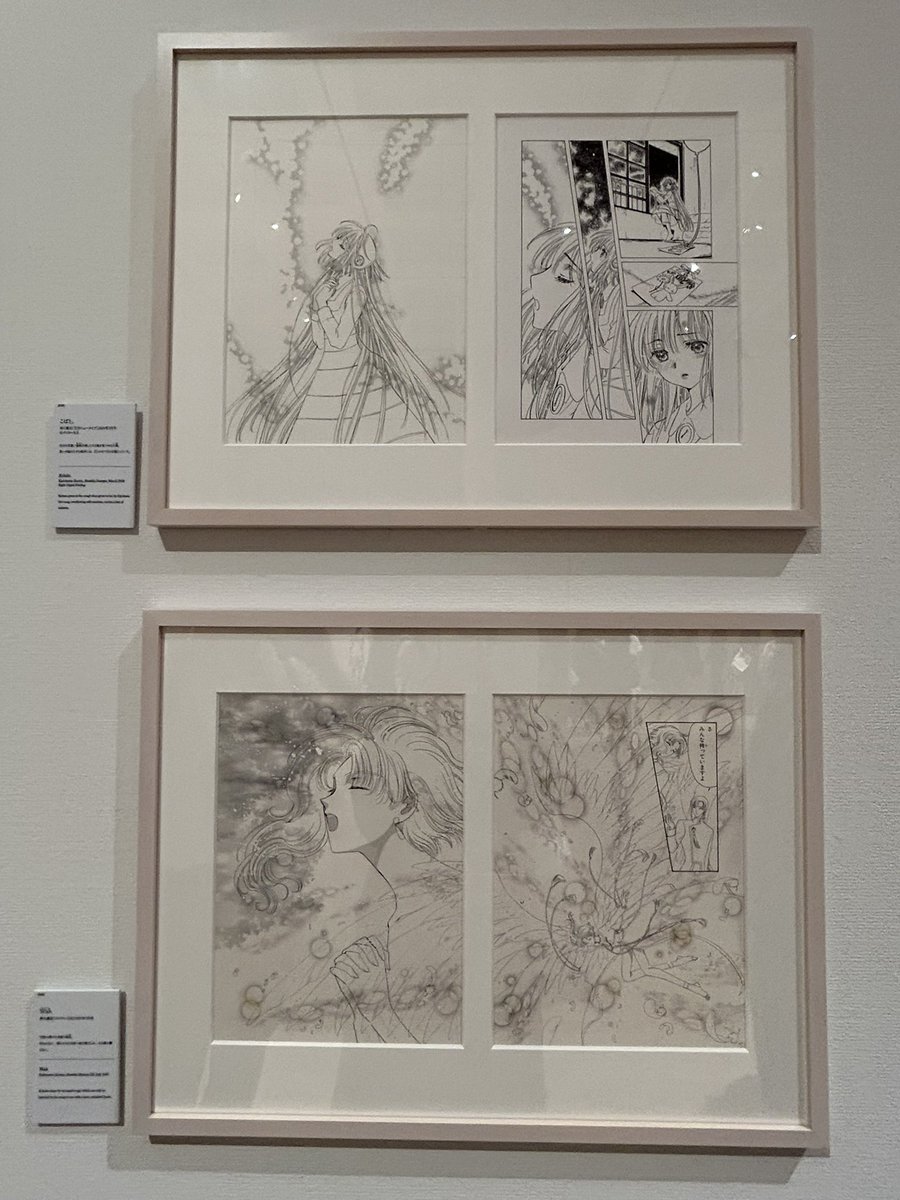 kotone3689712's tweet photo. 展示品は写真OKな所が大半を占めていて、ここぞとばかりにずーっと写真撮ってました🤣
一部抜粋でこばと。の花戸小鳩ちゃん！
上下の並びがもうファンの心を狙い撃ちにきてて、ヤバかったです😭✨
#CLAMP展
#こばと。 https://t.co/DrKbG0CUos