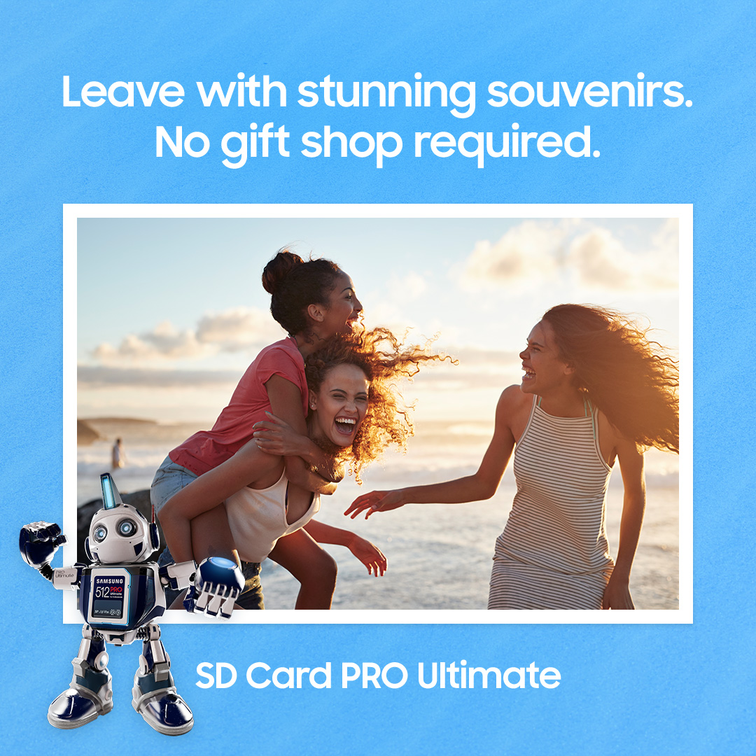 SamsungDSGlobal's tweet photo. Professional photographers and videographers trust the 512GB SD Card #PROUltimate card by #SamsungMemory for its world-class reliability. Because a vacation is only as good as the memories you manage to take back with you. https://t.co/OuBbUJRt3p https://t.co/lUwxtS0DaB