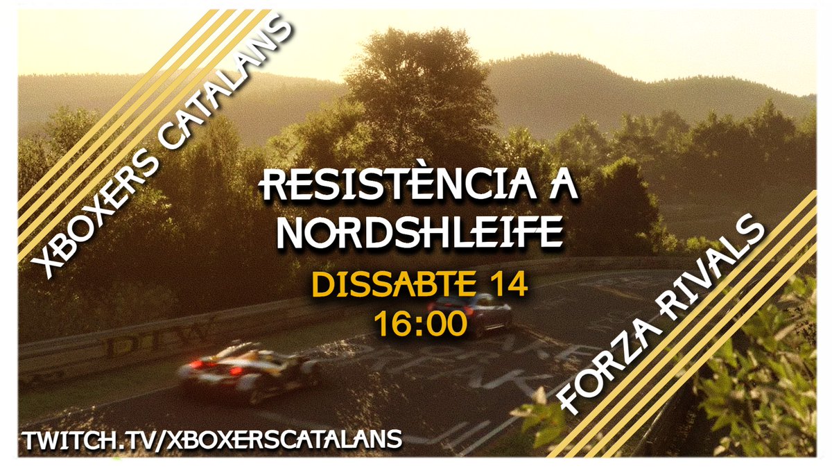 XboxersCatalans's tweet photo. Aquest dissabte tornem a #twitch amb la cursa més llarga que hem fet mai!
Els nostres pilots marxaran a Alemanya, per veure's les cares al circuit de #Nordshleife.
3 hores de cursa, desgast de neumàtics accelerat i climatologia assolellada.
14/07 16:00 a 
https://t.co/X1wmjMZNKW https://t.co/Uvo5BeyWXP
