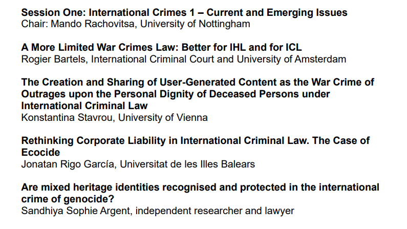 Human Rights Law Centre (HRLC) (@uonhrlc) on Twitter photo Today's first session exploring current and emerging issues related to international crimes, chaired by HRLC Deputy Director <a href="/rachovitsa/">Mando Rachovitsa</a>, featuring insights from <a href="/RogierBartels/">Rogier Bartels</a>, @Konstantina_st, Jonatan Rigo García & Sandhiya Sophie Argent. #UoN_ICL24 #IntlCrimJustice Today's first session exploring current and emerging issues related to international crimes, chaired by HRLC Deputy Director <a href="/rachovitsa/">Mando Rachovitsa</a>, featuring insights from <a href="/RogierBartels/">Rogier Bartels</a>, @Konstantina_st, Jonatan Rigo García & Sandhiya Sophie Argent. #UoN_ICL24 #IntlCrimJustice