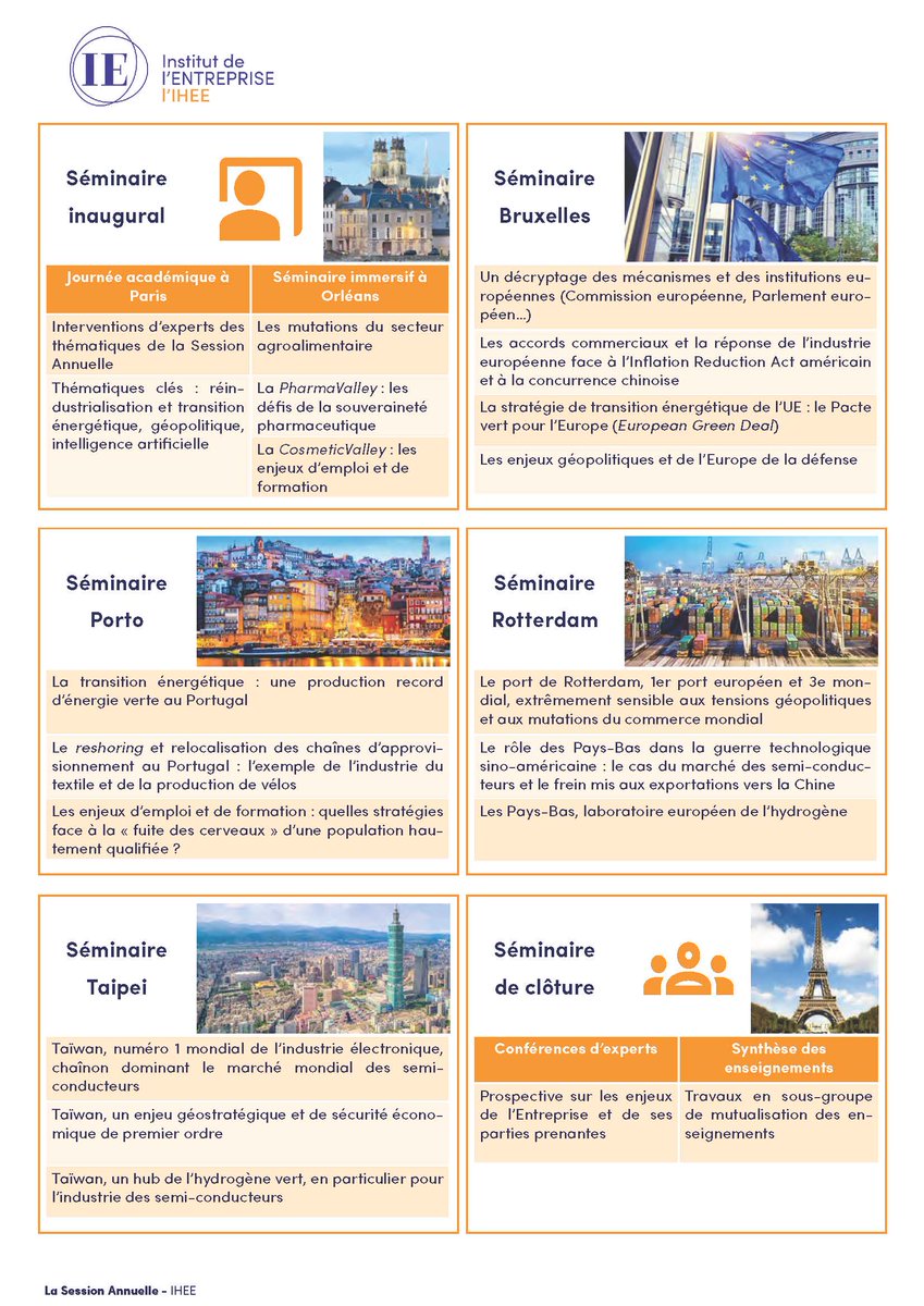 📣Recrutement de la #sessionannuelle 25 est ouvert!
Les séminaires, à #Paris #Orleans #Bruxelles #porto #Rotterdam et #Taipei , parleront les enjeux de l’entreprise &amp; ses parties prenantes via 3 grandes transformations: écologique &amp; énergétique, industrielle, sociale