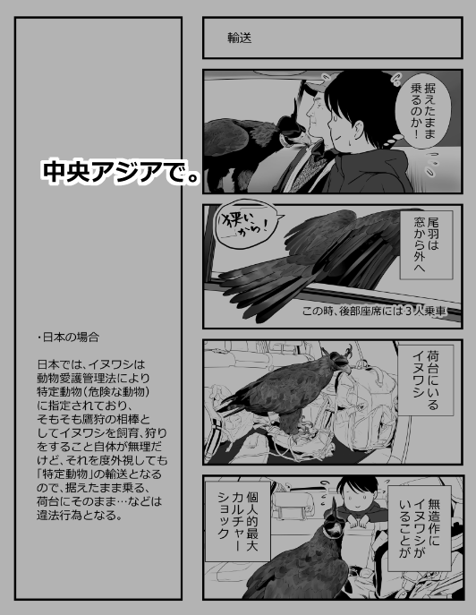 救護の件が思った以上に入れられず、中央アジア中心に今回はなりました。
法律も含め、日本と比較するために中央アジアでのことがある意味伏線になるようにしたかったのですが、その流れを作るのに44Pは足りなかったです。