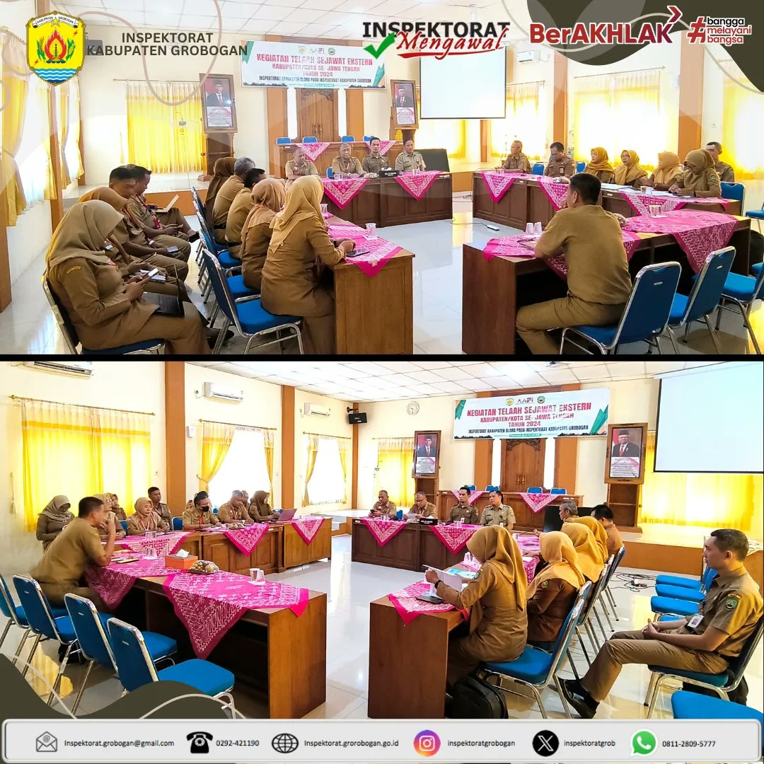 inspektoratgrob's tweet photo. Kegiatan Telaah Sejawat Ekstern Kabupaten/Kota se-Jawa Tengah Tahun 2024 Inspektorat Kabupaten Blora pada Inspektorat Kabupaten Grobogan, 8 Juli 2024 di Aula Inspektorat Kabupaten Grobogan.
@MochSusilo1
@inspektoratblora
#telaahsejawat #apip #inspektoratdaerah #groboganbersemi https://t.co/4KtNjifNAj