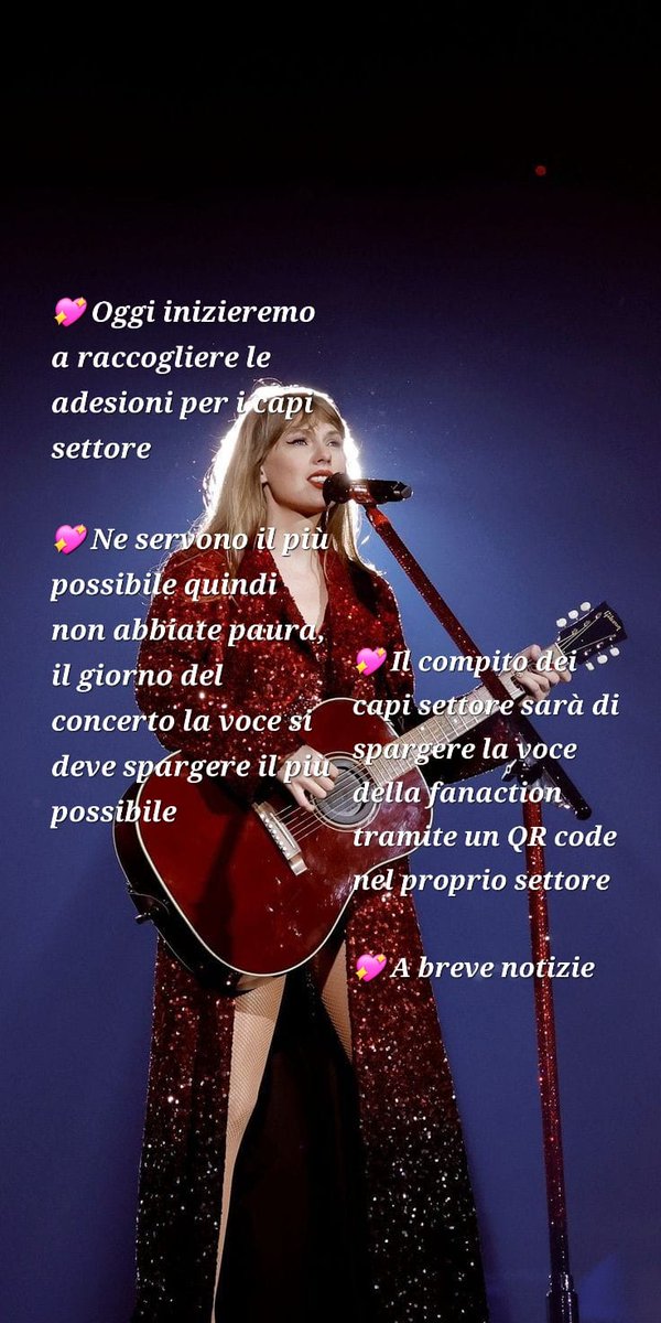 FanAct_14luglio's tweet photo. Ciao π Stiamo cercando persone per il ruolo di capi settore, cosΓ¬ da poter spargere la voce e decidere quando iniziare a cantare!
A breve altre info!
#taylorswiftconcert #TSMilano #milan2 #Taylornation #swiftie #milantheerastour #longlive #fanaction #sansiro #sansirostadium https://t.co/EchmIpSU0c