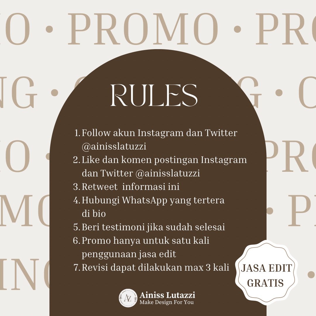 designbytomoto's tweet photo. hallow peeps !
untuk kamu yang butuh jasa edit, AZ membuka JASA EDIT GRATIS!!
cukup ikuti syarat dan ketentuan di bawah ini, lalu hubungi nomor ini
https://t.co/rkj8zTx202
jangan sampai ketinggalaann!!
#jasaedit #jasaeditgratis #jasacuan #editppt #joki https://t.co/4xr9kobL43