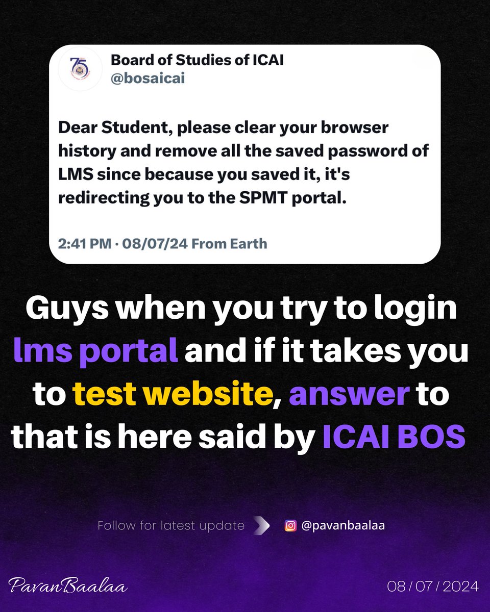 pavanbaalaa's tweet photo. 🔴 BREAKING UPDATE REGARDING LMS📚 #icai #icaiupdate #CAStudents #CAExams https://t.co/25GWVKcgoO