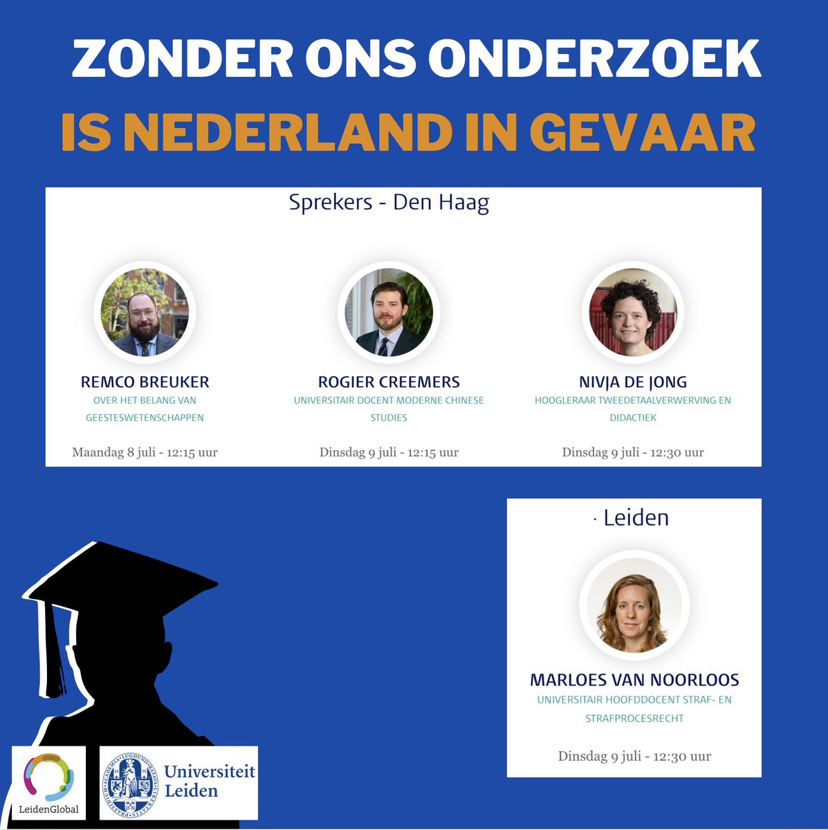 Zonder ons onderzoek is Nederland in Gevaar

Verlies van Kennis betekent oa

Verlies..
van Handel
van Leraren
van Gezondheidszorg
van Banen
van Begrip
van de Nederlandse Cultuur!

Volg dagelijkse pitches #DenHaag &amp; #Leiden t/m 11 juli om 12:00

🗣️universiteitleiden.nl/stop-bezuinigi…