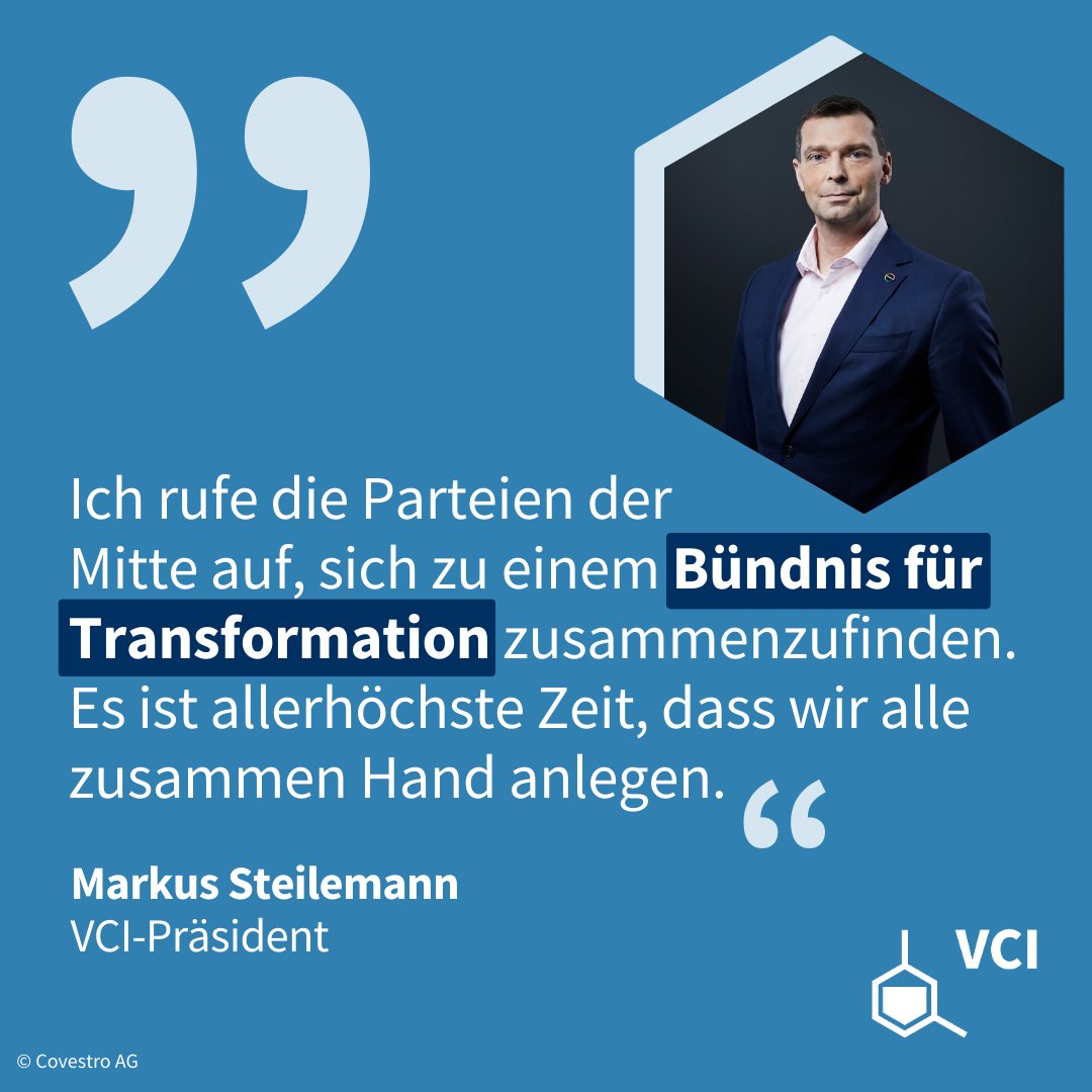 VCI (@chemieverband) on Twitter photo Der ständige Blick zurück bringt uns nicht nach vorn. Deshalb fordert unser Präsident <a href="/MSteilemann/">Markus Steilemann</a> auf unserer Halbjahres-PK eine gemeinsame Anstrengung der Politik, um eine langfristig angelegte nationale Transformationsagenda zu entwickeln - über die Legislaturperiode hinaus. Der ständige Blick zurück bringt uns nicht nach vorn. Deshalb fordert unser Präsident <a href="/MSteilemann/">Markus Steilemann</a> auf unserer Halbjahres-PK eine gemeinsame Anstrengung der Politik, um eine langfristig angelegte nationale Transformationsagenda zu entwickeln - über die Legislaturperiode hinaus.