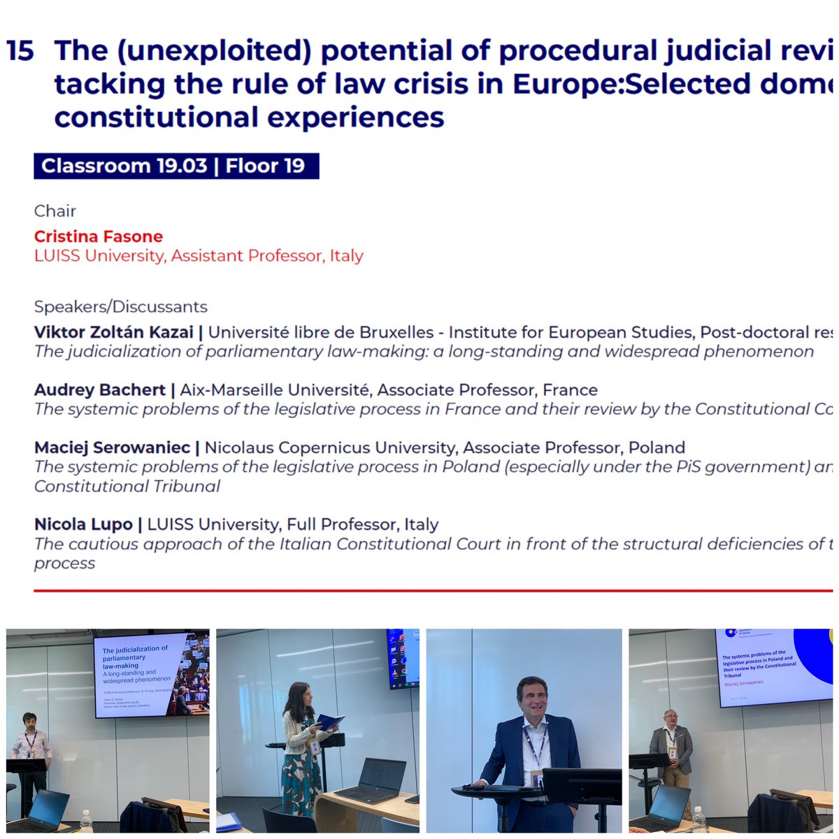 Good morning from Madrid and <a href="/ICON__S/">ICON•S</a> where <a href="/redspinel_eu/">RED-SPINEL Research Project</a> colleagues present their findings on the potential of procedural judicial review in Europe @DrViktorKazai with Nicola Lupo, Cristina Fasone and Maciej Serowaniec