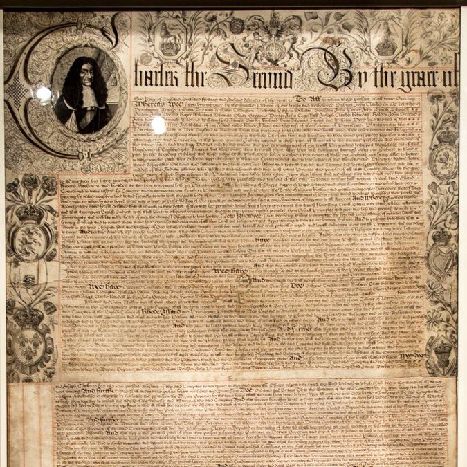 OTDRhodeIsland's tweet photo. #OTD July 8, 1663, King Charles II granted Rhode Island &amp; Providence Plantations a charter for a "lively experiment." The colony maintained the charter through the Revolution, and well into statehood. It was only superseded by the State Constitution of 1842. #OnThisDay https://t.co/iNJeQ9pXJW