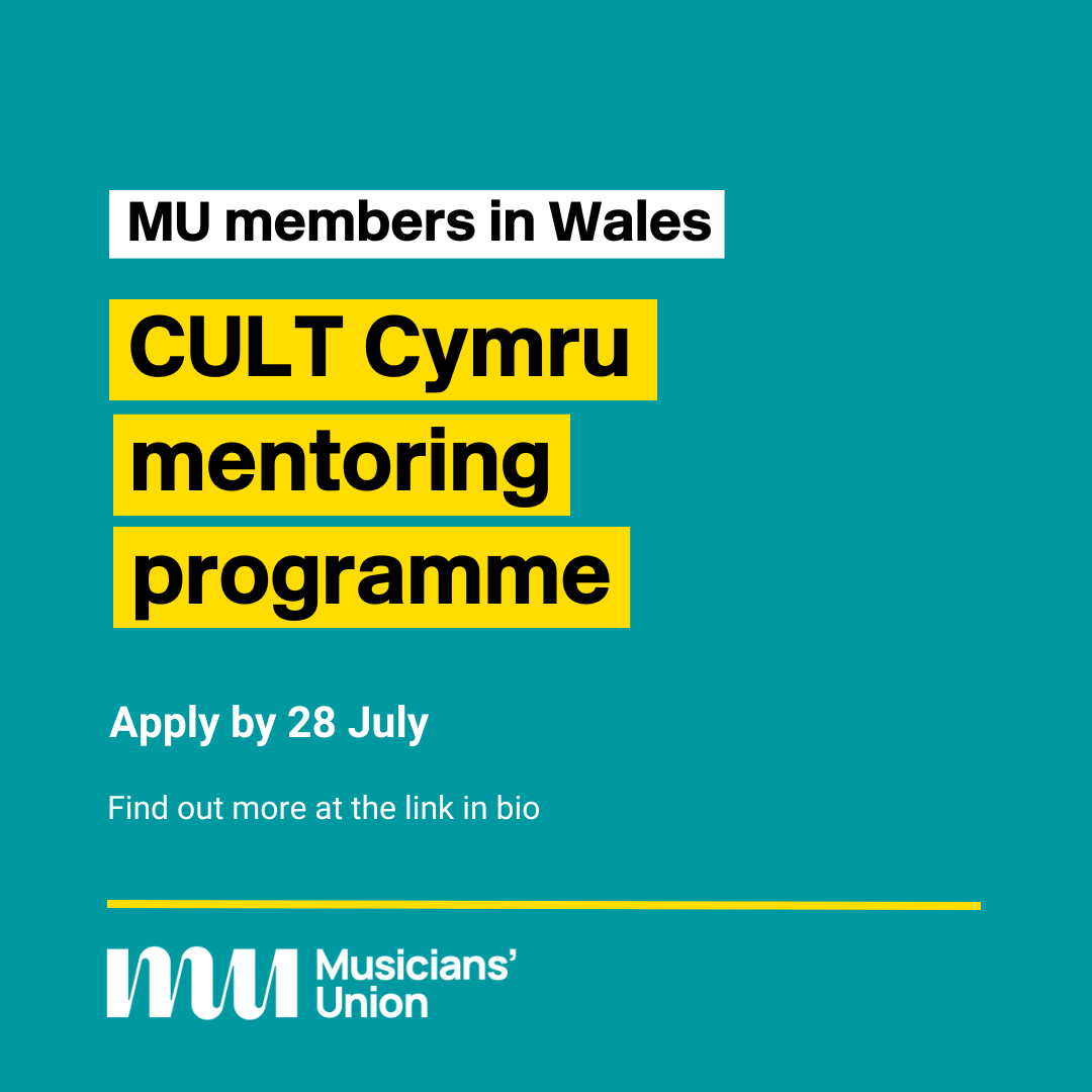 Musicians' Union (@wearethemu) on Twitter photo <a href="/cult_cymru/">CULT Cymru</a> has opened applications for MU members living and/or working in Wales to receive 6 months of free one-to-one mentoring with a seasoned music industry professional
👉 bit.ly/3XMQnt9
#WeAreTheMU <a href="/cult_cymru/">CULT Cymru</a> has opened applications for MU members living and/or working in Wales to receive 6 months of free one-to-one mentoring with a seasoned music industry professional
👉 bit.ly/3XMQnt9
#WeAreTheMU