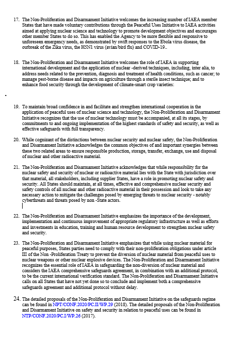 <a href="/TheNPDI/">Non-Proliferation and Disarmament Initiative</a> hereby presents its 2024 working paper on the promotion of the peaceful use of nuclear technology: a tool to achieve the Sustainable Development Goals. Contributing to the 2024 #NPT PrepCom, the paper has been submitted to the Conference and will be published soon