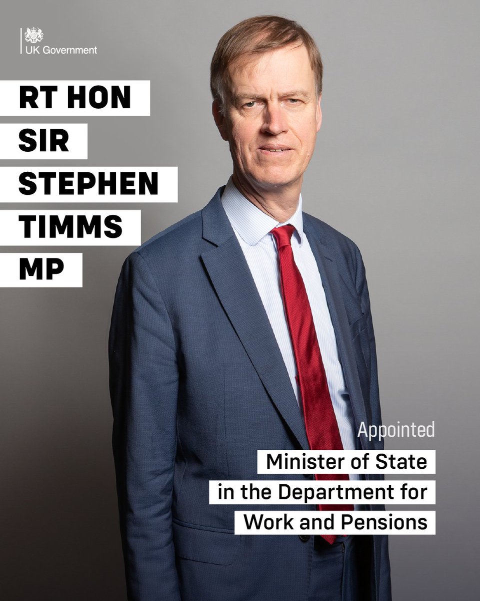 Department for Work and Pensions (@dwpgovuk) on Twitter photo Sir Stephen Timms MP <a href="/stephenctimms/">Sir Stephen Timms</a> has been appointed Minister of State in the Department for Work and Pensions Sir Stephen Timms MP <a href="/stephenctimms/">Sir Stephen Timms</a> has been appointed Minister of State in the Department for Work and Pensions