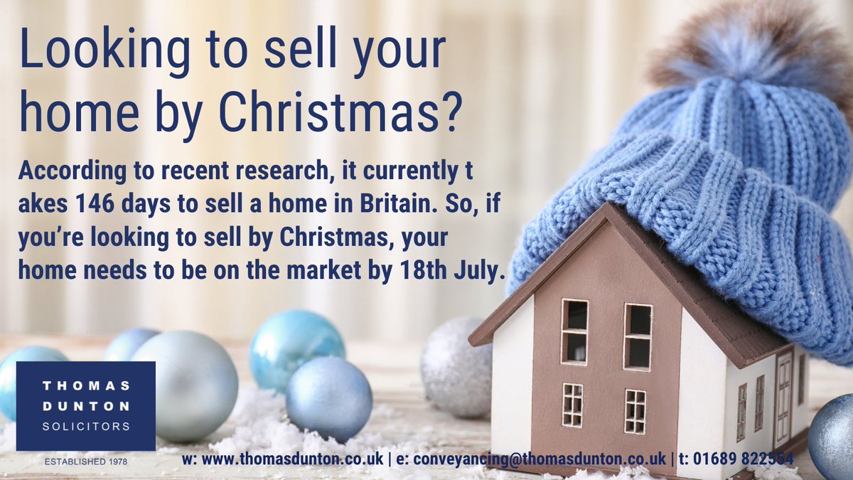 Looking to sell your house by Christmas? Data shows that your house needs to be on the market by 18th July to sell in time for the festive period #solicitors #localsolicitors #orpington #chislehurst #pettswood #beckenham #farnborough #locksbottom
