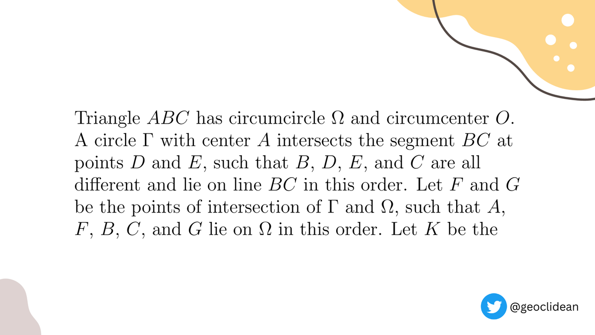 geoclidean's tweet photo. Problem 4
#Geometry #IMOShortlist #IMO #IMO2015 #Circumcircle #Circumcenter #Triangle https://t.co/PnRxafiiFS