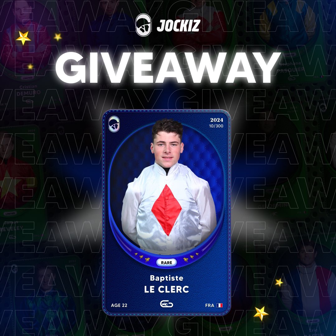 🎁 JEU CONCOURS JOCKIZ 🎁

Le marché #Jockiz est ouvert ! Pour l'occasion je suis ravi de vous faire gagner la carte Jockiz Rare 10/300 de <a href="/baptiste_clerc/">Le Clerc Baptiste</a> !

Pour participer, c’est super simple :  
✔️ Suivez <a href="/Jockiz_game/">Jockiz</a> 
🔁 Retweetez ce post
❤️ Likez

Tirage au sort dans 72h ⏰