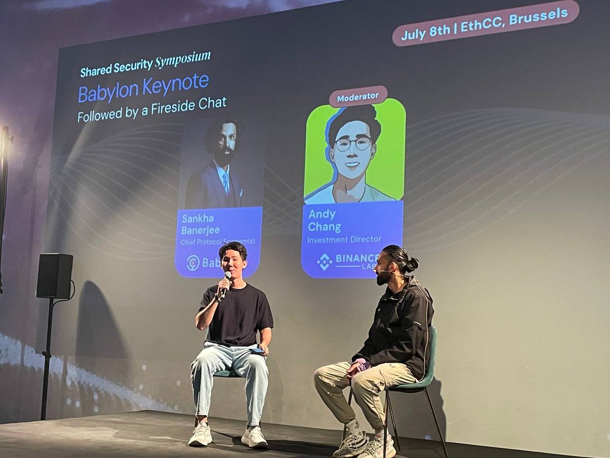 babylonlabs_io's tweet photo. Headlining a keynote followed by a fireside chat at @shared_security is our Chief Protocol Economist, Sankha Banerjee @BanerjeSankha, at @EthCC, Brussels. https://t.co/KNgyYhPC7j