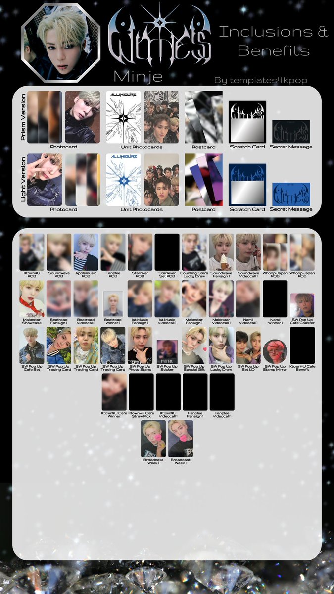 ALL(H)OURS WITNESS オン 온 トレカ ALL(H)OURS Witness album photocard pc & benefit pob template