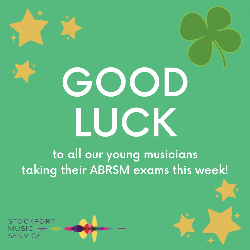 SKMusicService's tweet photo. GOOD LUCK!
A huge good luck to all our SMS students that are taking their ABRSM exams this week. We're sure you will all pass with flying colours!
#youngmusician #practicemakesperfect #musicexam #ABRSM #musicstudent #musicservice #stockportmusicservice #musiceducation https://t.co/Gjlecngq7r