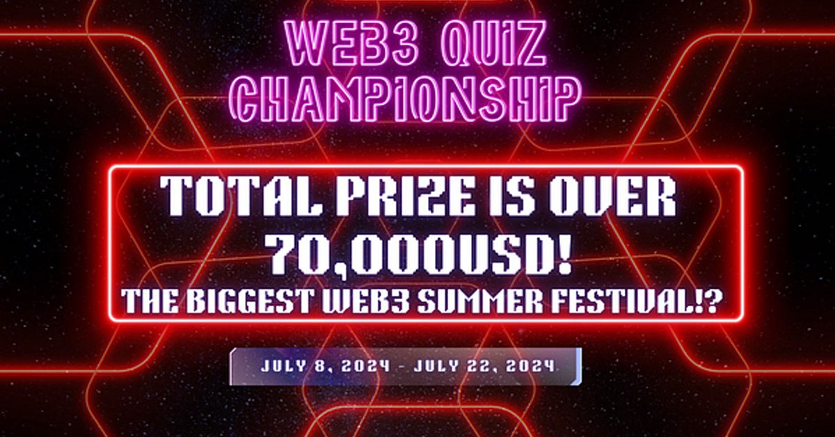 xana_net's tweet photo. 【✨Over $70,000 in Prizes!✨】
📣#XANA is sponsoring the "Web3 Quiz Championship" now underway!🔥

Let's enjoy the biggest Web3 summer festival together!!

🗓️ Event Period: July 8, 2024 - July 22, 2024

👇 Check the link for more details!