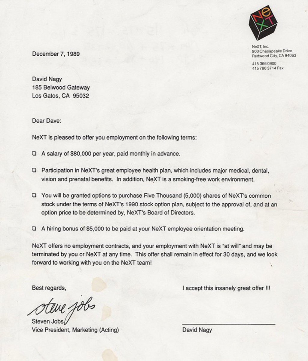 Steve Jobs’ “insanely great” job offer.