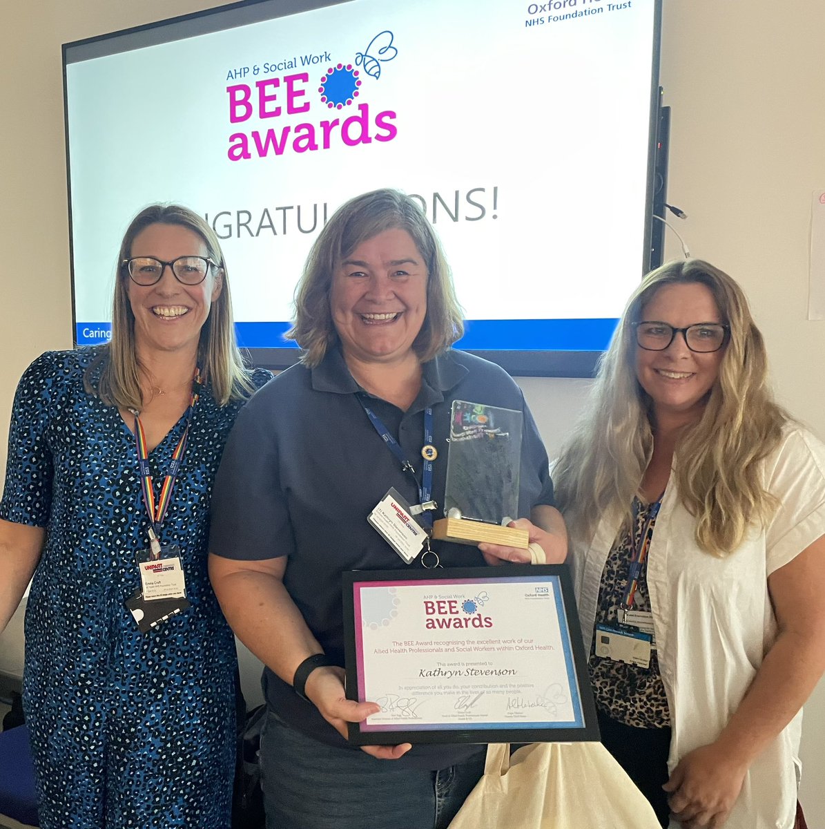 @OxfordHealthAHPs (@oxfordhealthahp) on Twitter photo Congratulations to Kathy Stevenson who is our BEE award winner at OT Day 2024. <a href="/EmmaCroftymac/">Emma croft 💙</a> Congratulations to Kathy Stevenson who is our BEE award winner at OT Day 2024. <a href="/EmmaCroftymac/">Emma croft 💙</a>