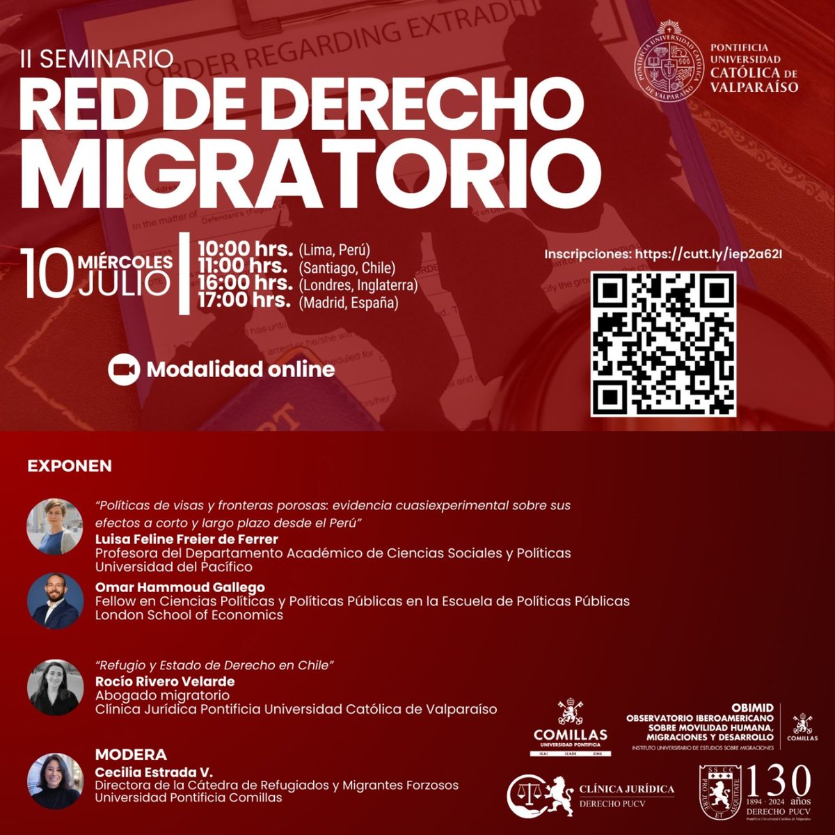 📢 ¿Te interesa el Derecho Migratorio? ¡Te esperamos este miércoles!

👏 II Seminario Red de #DerechoMigratorio

📆 Miércoles 10 de julio a las 17hs
💻 Streaming
✍ Inscripciones: docs.google.com/forms/d/e/1FAI…

#seminario #migracionyrefugio #IUEM #OBIMD #Comillas #derechoshumanos
