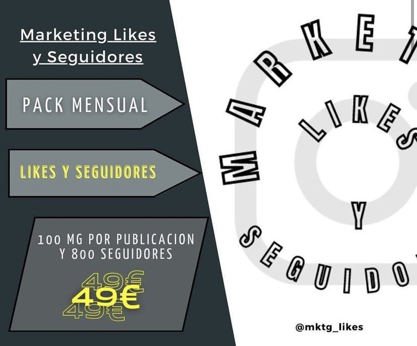 PACK MENSUAL LIKES Y SEGUIDORES (INSTAGRAM)

- 100 likes por publicación 

- 800 seguidores 

49 €