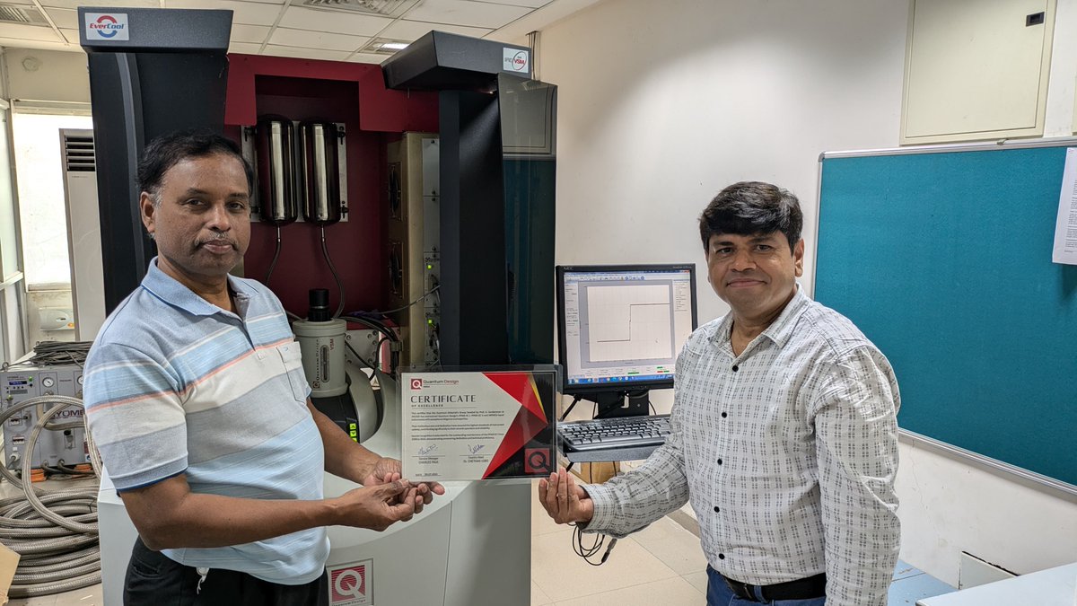 QuantumMatLab's tweet image. We&apos;re thrilled to share that our research group has been awarded the Certificate of Excellence by Quantum Design India for our technical proficiency in handling MPMS and PPMS! 🎉 @jncasr @IndiaDST @qdusa