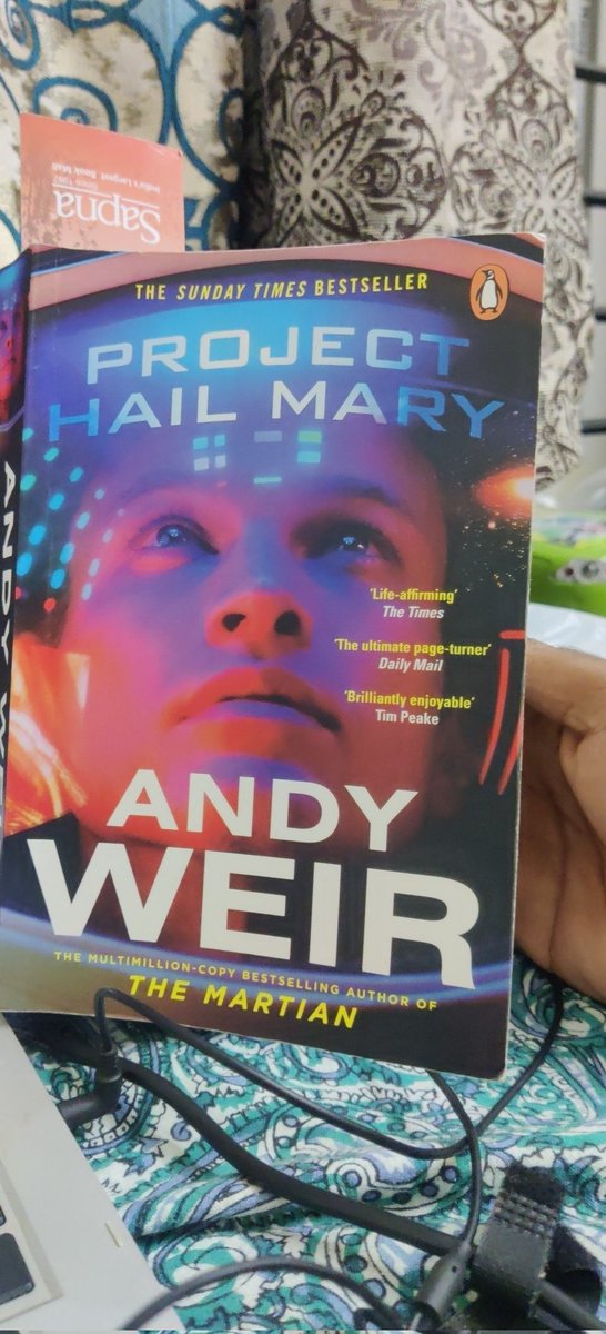 vishashben's tweet photo. Almost at the end of the novel "Project Hail Mary", a freaking funny, intense and smart book. Goddam a true "science the shit out of this" follow up @ProjHailMary @andyweirauthor https://t.co/uKzieAQwVd
