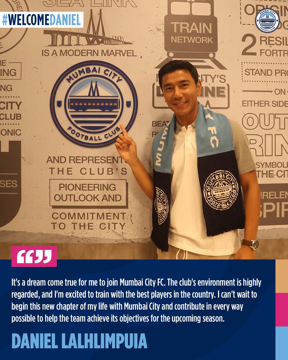 MumbaiCityFC's tweet photo. Ready to embrace a new challenge in #AamchiCity ๐ฉต
#WelcomeDaniel #MumbaiCity ๐ต https://t.co/BRzkHdkINT