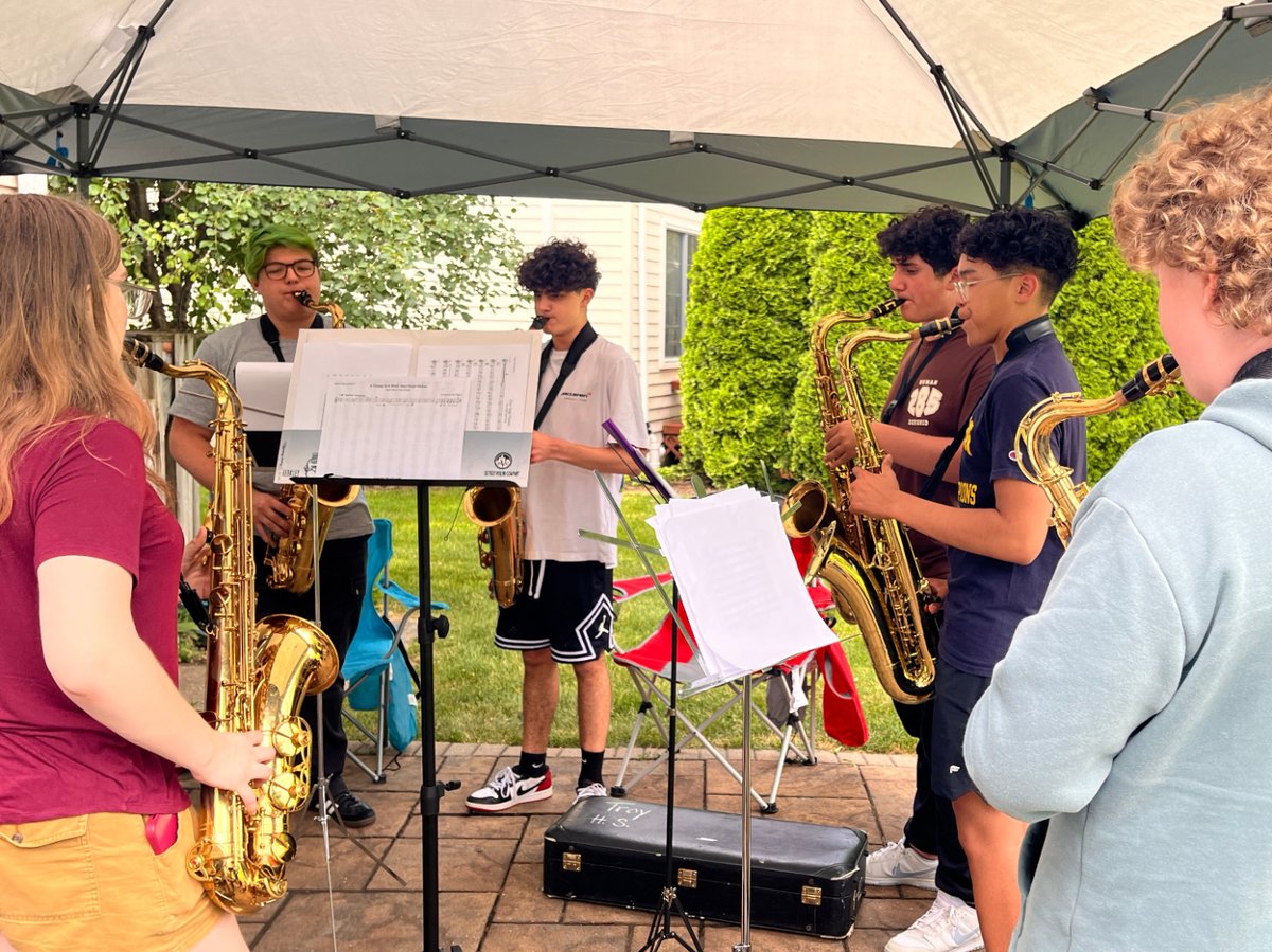 OfficialTCBands's tweet photo. Next up for the #sectionspotlight, the tenor saxes, learning their music for a new season of #dreamon marching, while (not) “dozing off” #sectionquote https://t.co/CrxK7EepgZ