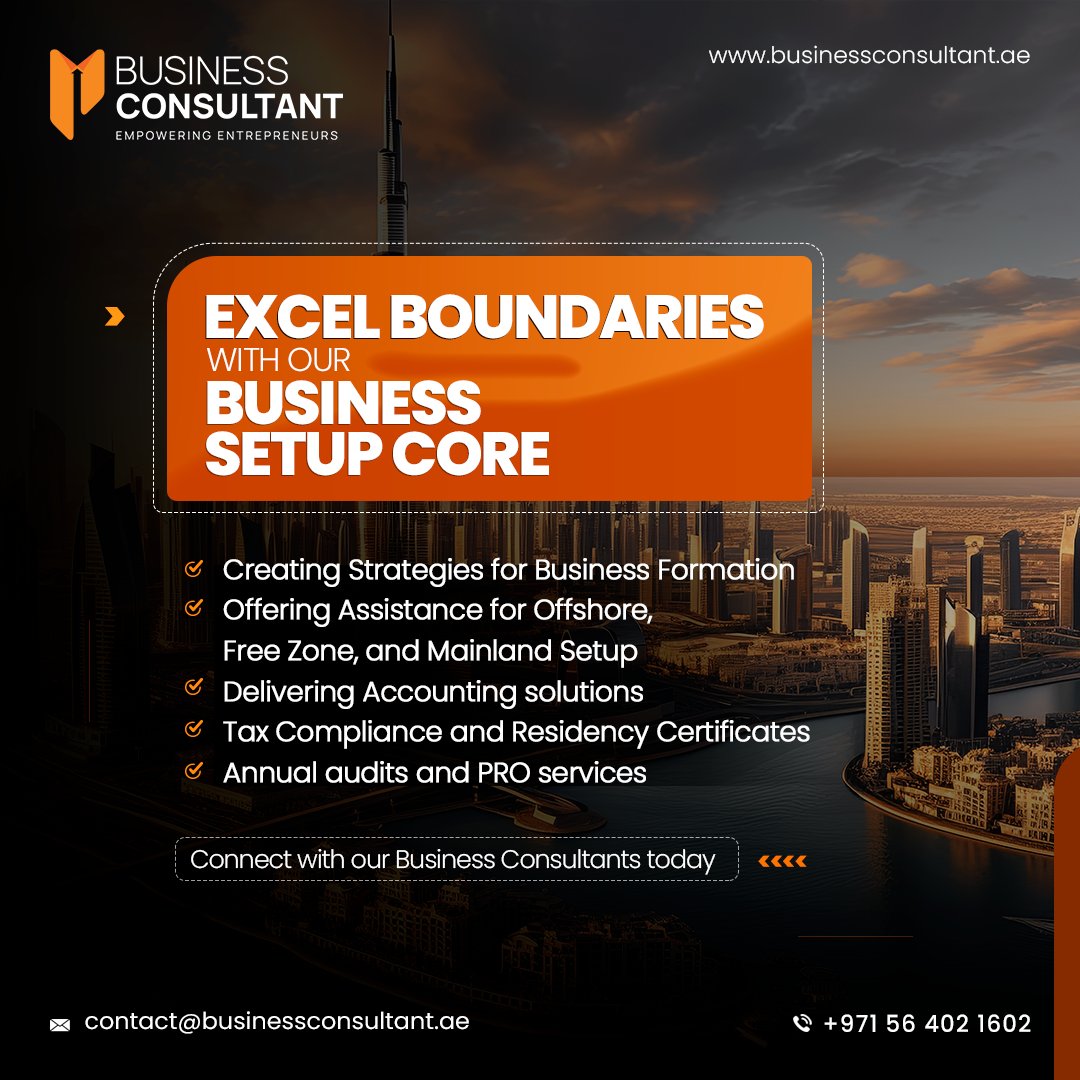 Ready to excel beyond boundaries?

Redefine entrepreneurial success with our expert business consultants

Connect with us today!
📞 +971 56 402 1602
📩 contact@businessconsultant.ae

#businessconsultant #businesssetup #companyformation #proservices #auditing #taxations